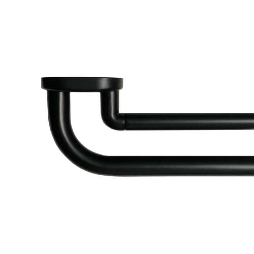 Mainstays 3/4 in Matte Black Adjustable Wrap Double Room Darkening Curtain Rod, 30-84 in