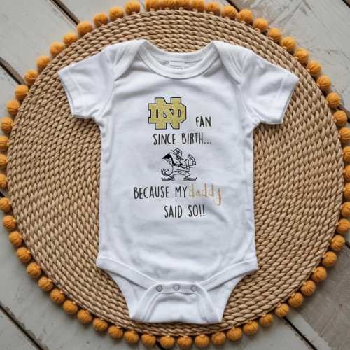 Notre Dame Onesie® Notre Dame Fan, Free Shipping, College Baby, University Baby, Baby Shower Gift, Football Fan, Daddy, Notre Dame Baby