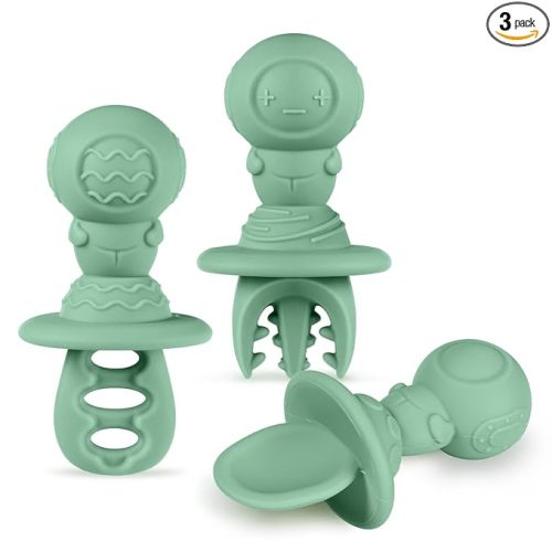 Haakaa Silicone Baby Spoons Self Feeding 6 Months – Baby Utensils with Anti-Choke Astronaut Handle, Easy-Grip, Gum-Friendly, Durable & Safe – Baby Spoons for BLW & First Stage Feeding