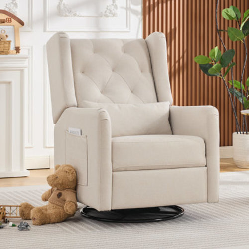 Isabelle & Max™ Upholstered Manual Recliner and Swivel Glider with Pillow | Wayfair