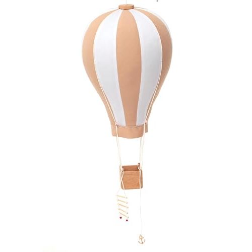 Hanging Textile Hot Air Balloon Beige Gold Colors Nursery Children Room Travel Theme Decor Baby Shower Gift Large 12 in