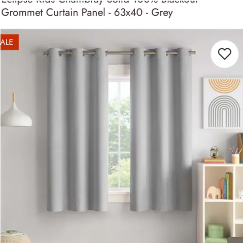 Eclipse Kids Chambray Solid 100% Blackout Grommet Curtain Panel