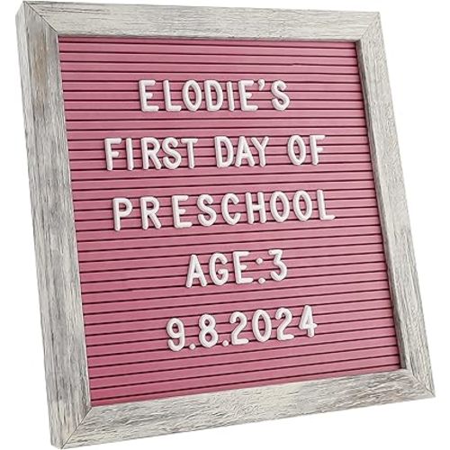 C CRYSTAL LEMON Rustic Hot Pink Felt Letter Board 10x10 Inches – 336 Changeable Letters, Numbers & Symbols – Message Board for Classroom, Home & Office