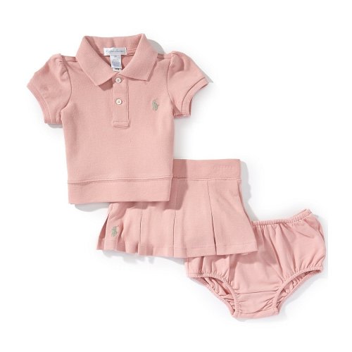 Ralph Lauren Baby Girls Short-Sleeve Stretch Mesh Polo Shirt & Skort Set