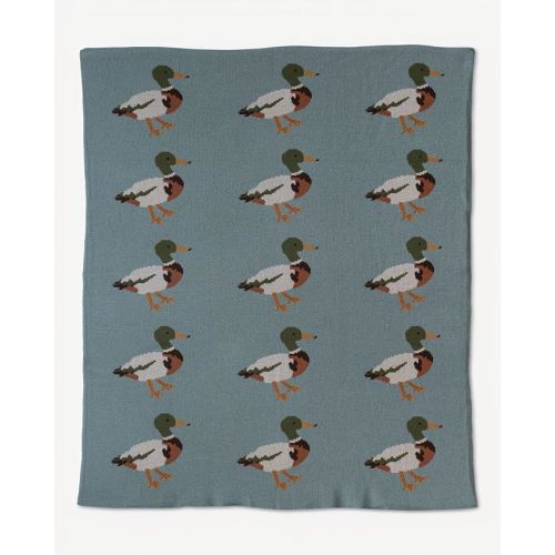 Creative Co-Op Soft Cotton Knit Baby Blanket with Decorative Duck Print, Multicolor