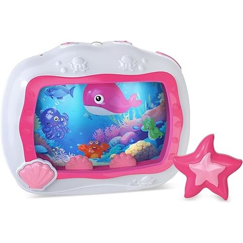 Baby Sleep Soother Musical Toy, Sound Machine with Light & Soothing Sounds, Infant Crib Mobile Hanging & Car Travel Toy, Sensory Dream Soother for Newborns 0-3 Years, Pink