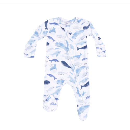 2 Way Zipper Footie - Blue Whales – Angel Dear