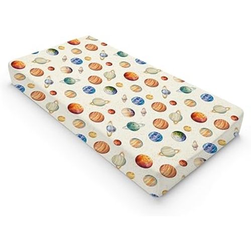 Watercolor Planets Baby Changing Pad Cover Sheets for Boy Girl 32''x16''Outer Space Fitted Diaper Changing Pad Table Mats Universe Planets Soft Breathable Nursery Cradle & Bassinet Sheets