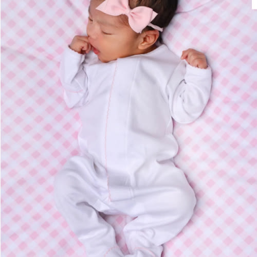 Magnolia Baby Girl Essentials White with Pink Trim Footie