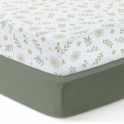 Dreamology Machine Washable Mayfield Squares Rug 2 Pack, 100% Cotton Jersey Crib Fitted sheets, Baby Crib sheet, Toddler Bed Sheets & Reviews | Wayfair