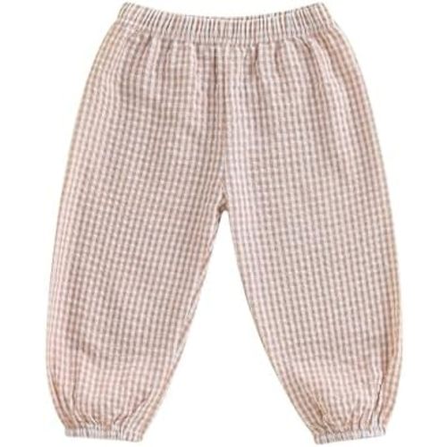 Karuedoo Toddler Baby Boy Girl Gingham Bubble Pants Kids Casual Plaid Elastic Waist Long Bloomers Trousers Bottoms