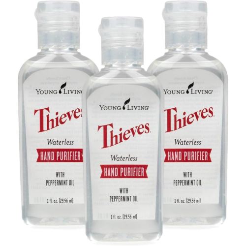 Young Living Thieves Waterless Hand Purifier with Peppermint Oil | 1 oz | Convenient, Refreshing, and Gentle Cleanser for Soft Hands | 3 Pack