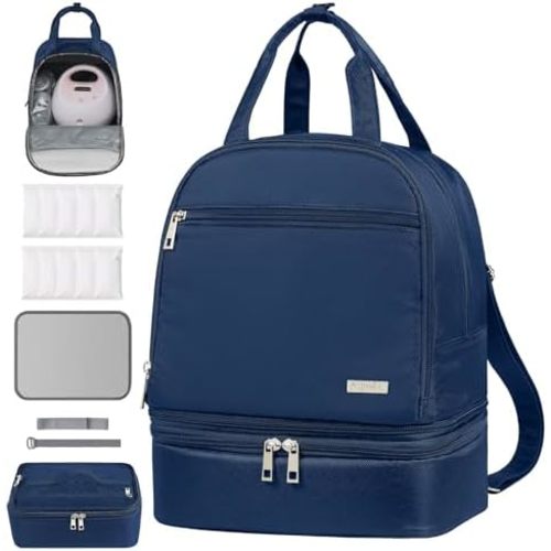 Derbiedersinn Breast Pump Backpack for Working Moms – Spectra Compatible Pump Bag, Waterproof & Spacious with Pockets for Breast Pump, Bottles, and Nursing Essentials – Ideal for Spectra S1/S2, Blue
