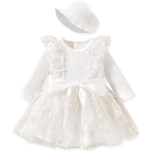 Aalizzwell Infant Newborn Girls Long Sleeve Bodysuit Dress