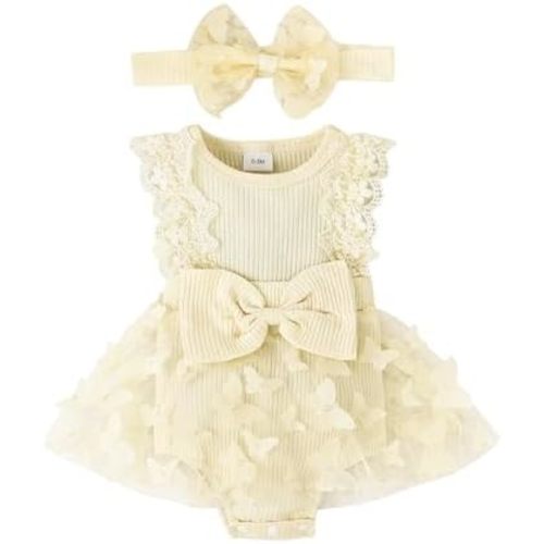 Baby Girl Summer Clothes Cute Newborn Girl Outfits Sleeveless Lace One Piece Romper + Headband 2pcs set 0-12 Months