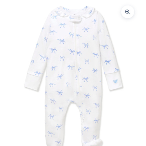 Baby's Pima Ruffle Collar Romper in Something Blue Bows