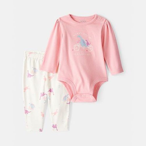 Baby Girl Carter's 2-pc. Dinosaur Print Long-Sleeve Bodysuit & Pant Set