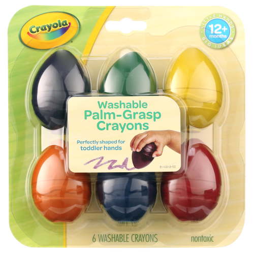 Crayola My First Washable Palm Grasp Crayons, 6 Count, Non-Toxic, Toddler Grip, Kid Safe