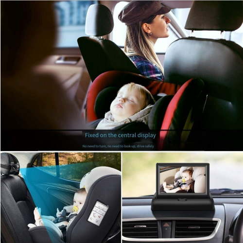 5-Inch AHD Baby Monitor with Rear View Camera for Infant Safety Night Vision Car Seat Monitor