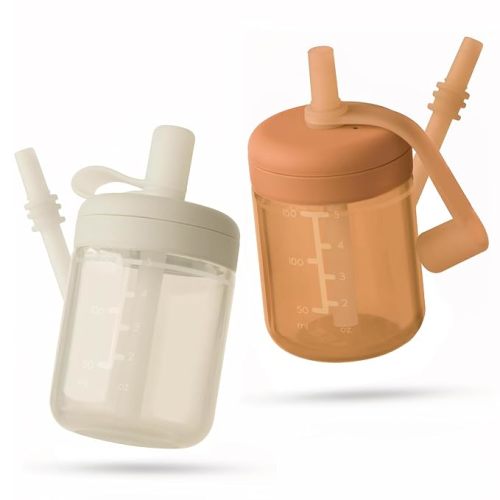 Moonkie Baby Straw cup | Silicone Toddler Sippy Cup Training Cup with Straw Lid | BPA-Free Drop-Proof Baby Cup | Led Weaning | 6 Months+, 5 oz, 2pack