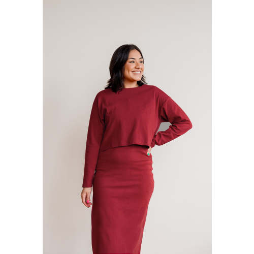 All Season Long Sleeve + Tank Maternity to Nursing Dress Set - Rust