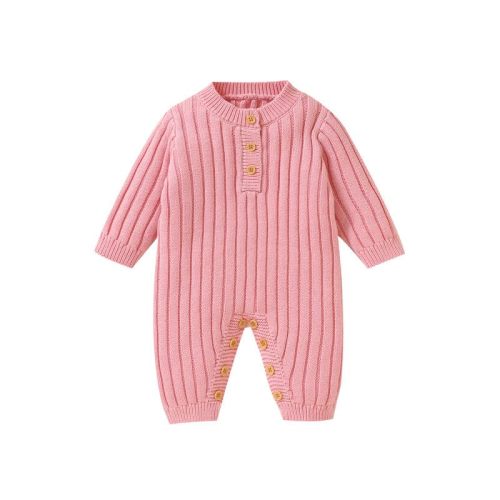 Neiwech Baby Boy Girl Romper Newborn Infant Knit Striped Solid Long Sleeve One Piece Jumpsuit Clothes