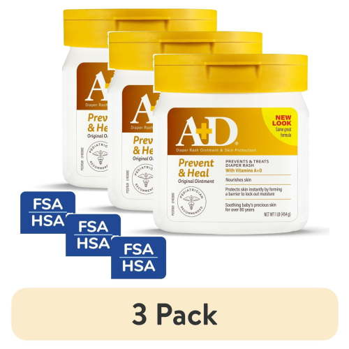 (3 pack) A+D Original Diaper Rash Ointment, 1lb Tub, All Skin Types