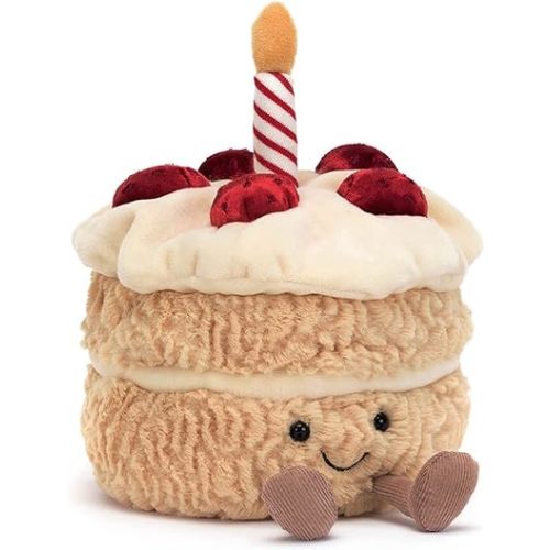 Jellycat Amuseables Birthday Cake Stuffed Toy, 6 inches | Dessert Plush | Birthday Gift