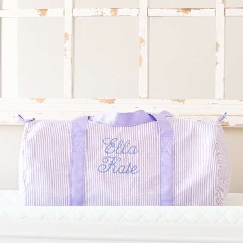 Personalized Seersucker Baby Duffle Bag, Monogrammed Kids Travel Bag
