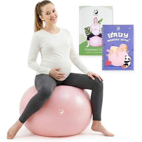 Slim Panda Birthing Ball - 1.7mm Extra Thick SGS Certified Yoga Ball for Pregnancy & Labor, 2200lbs Anti-Burst, with Midwife Guide & Baby Journal