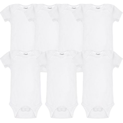 Everyday Kids 7-Pack White Baby Bodysuits – Cotton Onesies for Newborns & Infants – Short or Long Sleeve, Soft & Tagless, White, Size 6/9M