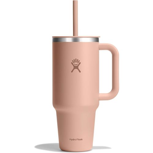 Hydro Flask Travel Tumbler with Handle, Lid and Straw - Insulated Stainless Steel in 40 Oz Seacliff