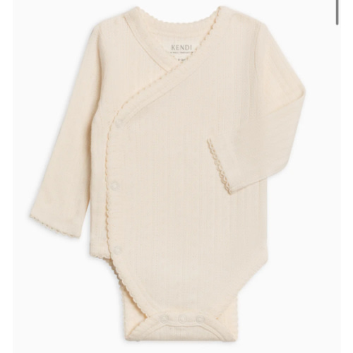 Hilda Brushed Back Pointelle Long Sleeve Kimono Bodysuit