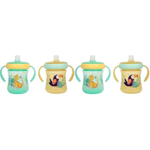 The First Years Soft Spout Trainer Toddler Cups - Leopard and Toucan -Jungle Themed Trainer Sippy Cups for Toddlers - 2 Count