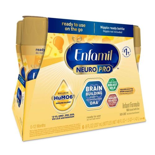 Enfamil NeuroPro Ready to Feed Infant Formula Bottles - 8 fl oz Each/6ct: Non-GMO Project Verified, Gluten-Free, Added Prebiotics