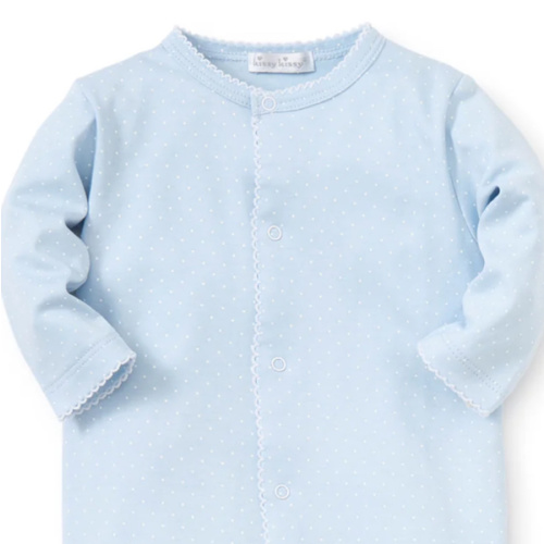 Blue/White New Kissy Dots Print Footie