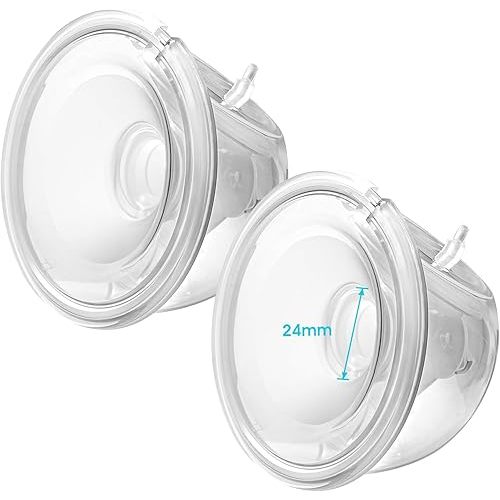 Double Wearable Breast Pump Parts 24mm Milk Collector Cup Compatible with Momcozy S9 Pro|S12 Pro Wearable Breastpump Incl 24mm Flange Use with S9 Pro|S12 Pro Parts/Accessories Replacement