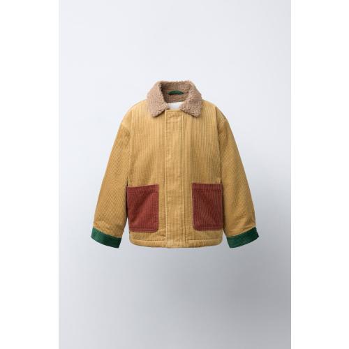 COLORBLOCK CORDUROY SHERPA-LINED JACKET - Mustard | ZARA United States