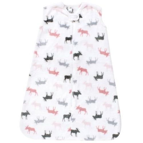 Hudson Baby Infant Girls Plush Sleeping Bag, Sack, Blanket, Sleeveless Pink Moose, 6-12 Months