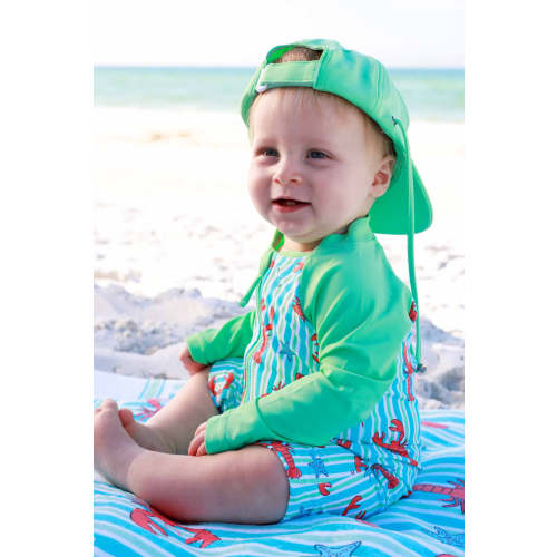 Long Sleeve Rash Guard Swim Romper Shortie | Pinch Me Blue