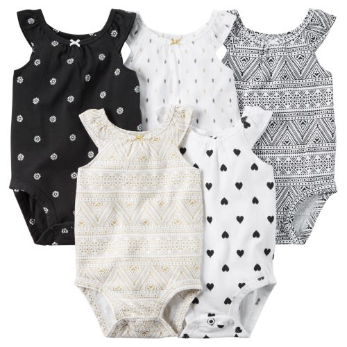 Baby Girl 5-Pack Sleeveless Bodysuits | Carters.com