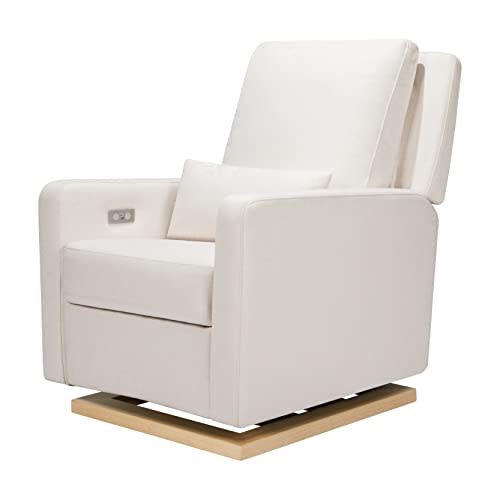 Babyletto Sigi Power Recliner - Nursery Glider w/USB Port - Electric Recliner Chairs for Adults - GREENGUARD Gold Certified Reclining Rocking Chair for Living Room - Performance Cream w/ Wood Base