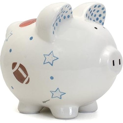 Child to Cherish Ceramic Piggy Bank for Boys, Sports Star