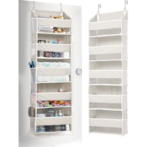 Over-Door Organizer with Clear Windows, 44 lb Capacity - 5 Large Pockets & 10 Mesh Side Pockets for Toys, Shoes, Diapers Beige 1