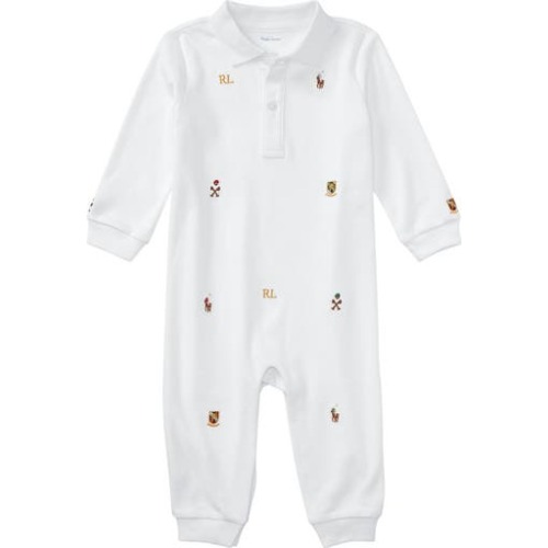 Embroidered Cotton Interlock Romper, Newborn