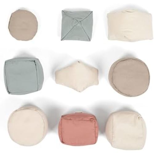 Snuggle Me® Infant Sensory Toys (9-Piece Set) - 100% Organic Cotton Baby Toys for Tummy Time & Newborn Activities, Minimal & Modern Baby Toy Set with Crinkle, Squeaker, Rattle & Bell Elements