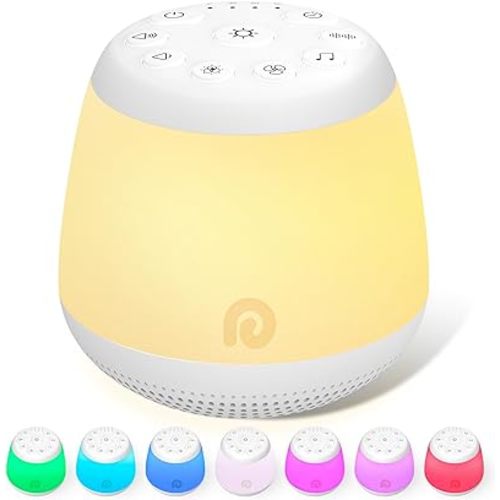 Dreamegg Machine à bruit blanc – Machine sonore portable pour bébé pour dormir avec 8 veilleuses réglables, 24 sons de sommeil pour bébés, enfants et adultes, minuteries et fonction de mémoire
