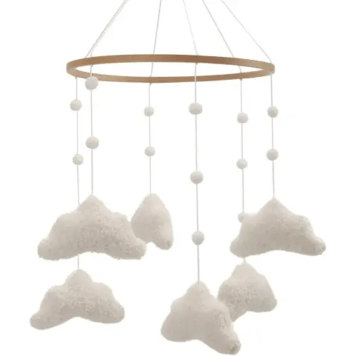 Boucle Clouds Baby Mobile Neutral Nursery Mobile White Clouds Mobile