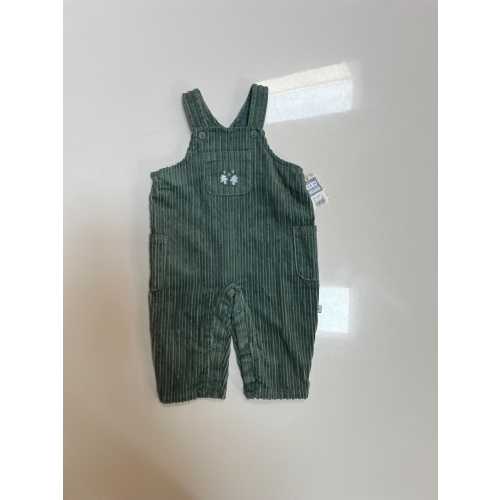 Vintage Green Corduroy Overalls with Christmas Trees on Bib Soft Sage Green Winter Outift Baby Boy Winter Green by Cherokee Brand