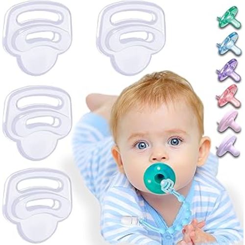 4 Pack Silicone Pacifier Clip Adapter Ring for Philips Avent Soothies, 100% Food-Grade Silicone Binky Clips Holder Adapter Rings Competible with Soothie,BPA-Free Soft Flexible Safe Durable,Transparent